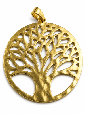 Colgante Bañado Oro Mate Árbol de la Vida Extendido (Unidad)
