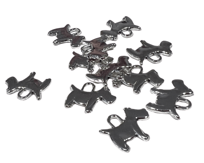 Colgante Metal Plateado Perrito (10 Unidades)