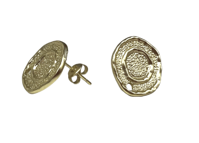 Base Aros Bañada Oro 18K Texturado Circulos (Par)