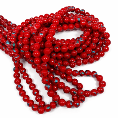 Vidrio Redondo Rojo y Matices 8mm (Tira)1