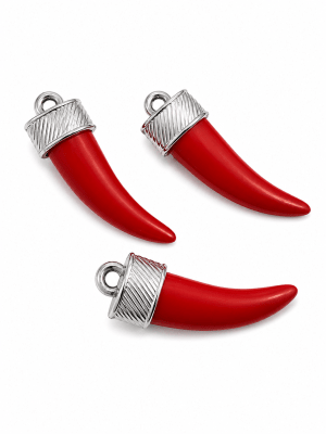Colgante Cuerno-Cacho Rojo Acrílico y Aluminio 4,5x1,5mm (Unidad)