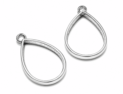 Base Colgante Metal Plateado Gota para Resina 32x20mm (Unidad)