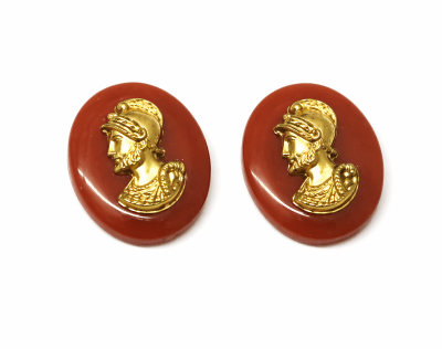 Camafeo Acrílico Guerrero Dorado-Café 12x10mm (Un)