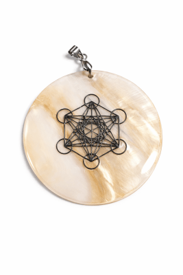 Colgante Madre Perla Crema Metatrón Plateado 48mm (Un)1