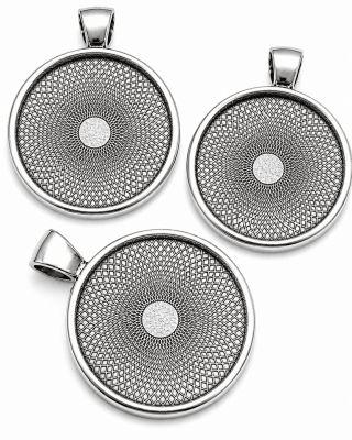 Base Colgante Metal Plateado Redondo 27mm (Unidad)