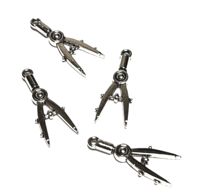 Colgante Metal Plateado Compás (5 Unidades)