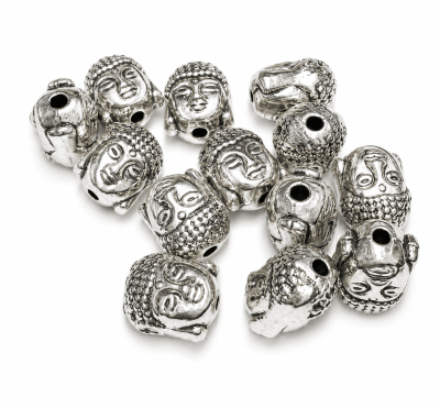 Colgante Metal Plateado Cabeza de Buda 10mm (Unidad)