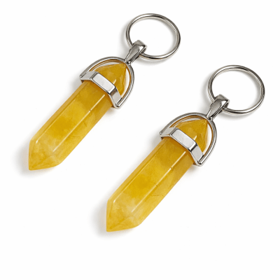 Colgante 35mm Agata Amarilla Natural Punta (Unidad)