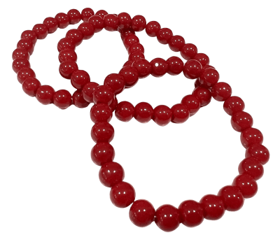 Pulsera Agata Roja Oscura Elásticada 8mm (Unidad)