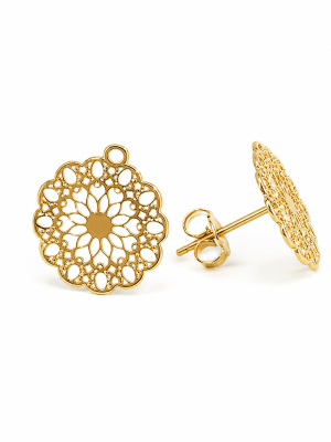 Base Aro Bañada Oro 18k Mándala 10mm (Par)
