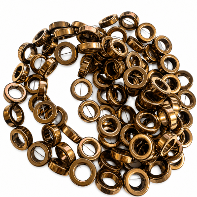 Hematita Cobre  Envejecido Donut 14mm (Tira)1