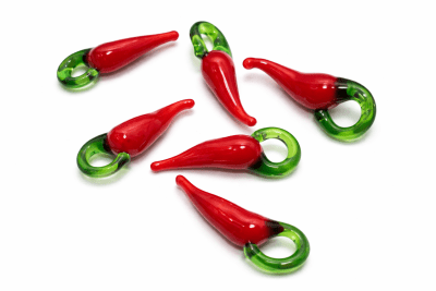 Colgante Ají Vidrio Rojo Protección 30x12mm (Unidad)2