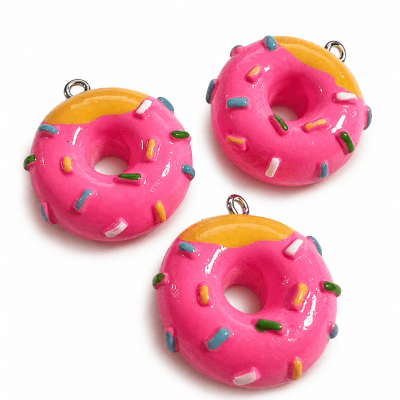 Colgante Acrílico Donut Rosa 2mm (Unidad)1