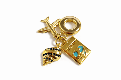 Colgante Charm Viaje Avión Baño Oro 18K (Unidad)1