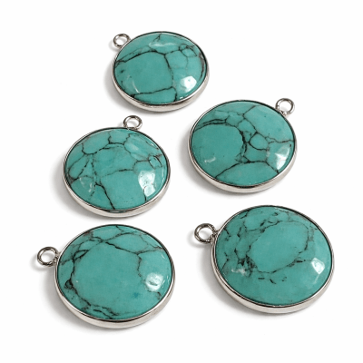 Colgante Piedra Turquesa Reconstituída Redonda Facetada 20mm (Unidad)1