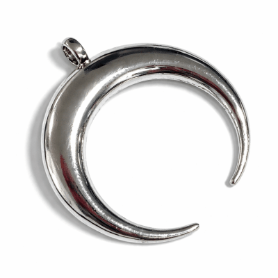 Base Collar Colgante Luna Invertida Metal Plateada XL 6 cms (Unidad)