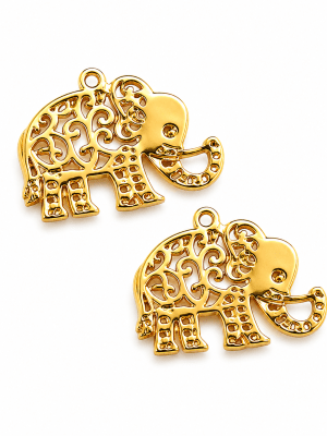 Colgante Chiche Bañado Oro 18K Elefante 16X12mm (Unidad)1