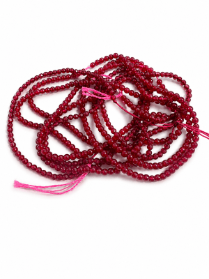 Perla Vidrio Mini Rojo Redonda 2mm (Tira)