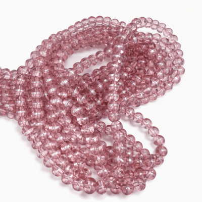 Vidrio Redondo Rosa y Líneas 8mm (Tira)1