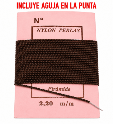 Hilo para Collar Café Moro con Aguja (Unidad)