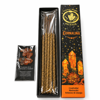 Incienso Cristal Magic Cornalina (15 gramos + Cristales)1