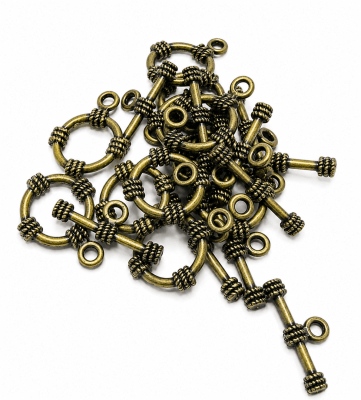 Broche Timón Barra Envejecido Verde 15mm (10 Unidades)