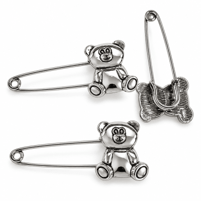 Alfiler Gancho Osito Metal Plateado (Unidad)