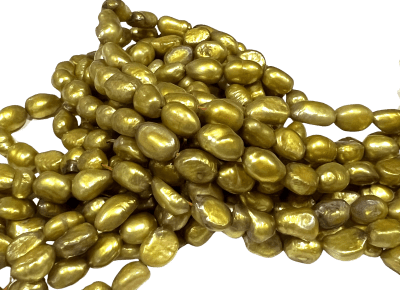Perla Natural Arroz Gold 9x7mm (Tira)