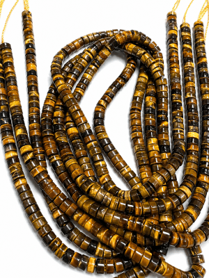 Ojo de Tigre Natural Rondelle Tubo 4x3mm (Tira)