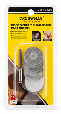 Kit Discos Diamantados Y Sierra Mandril 13 pcs (Set)
