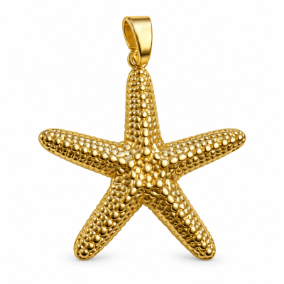 Colgante Bañado Oro Mate Estrella de Mar 6cms (Unidad)1