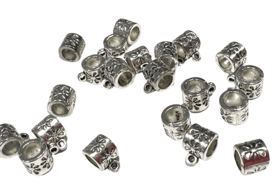 Divisor Metal Plateado Tubo con Argolla 6x7mm (10 Unidades)