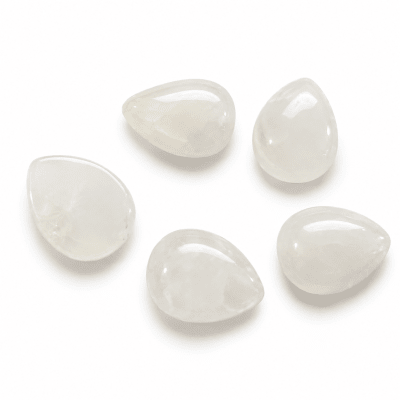 12x15mm Cuarzo Blanco Natural Coubuchón Gota (Un)1