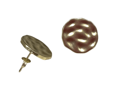 Base Aros Bañada Oro 18K Texturado Redondo (Par)