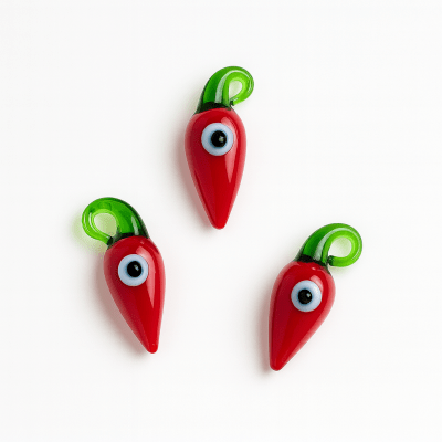 Colgante Ají Vidrio Rojo Protección Ojo Turco 26mm (Unidad)1