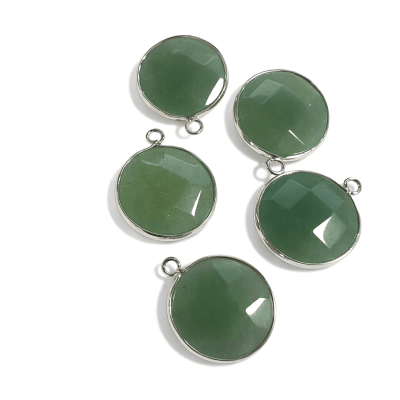 Colgante Piedra Aventurina Verde Redonda Facetada 20mm (Unidad)1