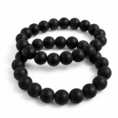Pulsera Onix Opaco Natural Elasticado 10mm (Unidad)2