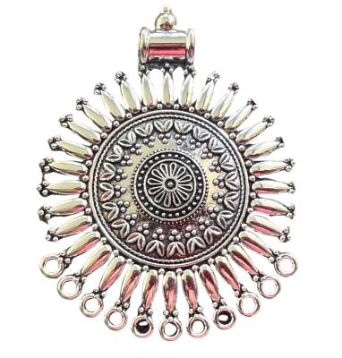 Base Collar Colgante Tribal Plateado Envejecido Metal XL 7 cms (Unidad)