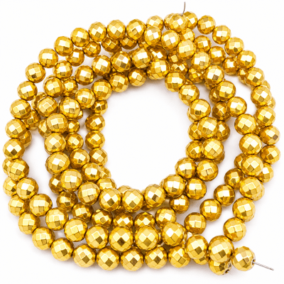 Hematita Dorada Facetada Brillante 4mm (Tira)