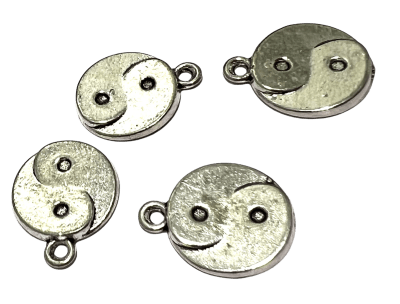 Colgante Metal Plateado Yin Yang 15mm (10 Unidades)
