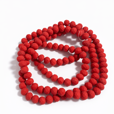 Cristal Simil Coral Rojo Opaco Rondelle 8x6mm (Tira)