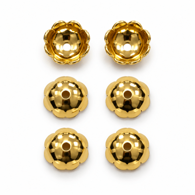Casquete Bañado Oro 18K Pétalo 7,5mm (Par)
