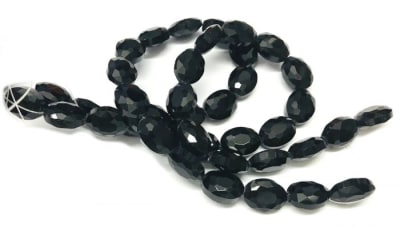 Cristal Jet-Negro Oval Facetado 16x13x7mm (Tira)1