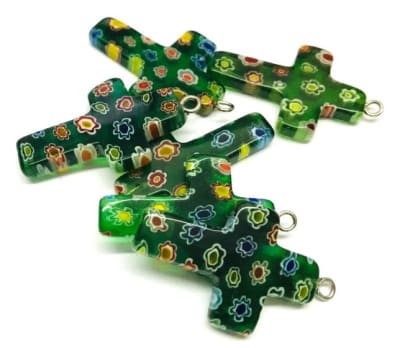 Cruz Vidrio Murano Verde (Unidad)1