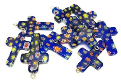 Cruz Vidrio Murano Azúl (Unidad)1