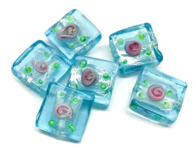 Vidrio Cuadrado Celeste 15mm (10 Unidades)