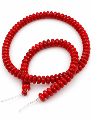 Vidrio Rojo Brillante Rondelle 6x4mm (Tira)1