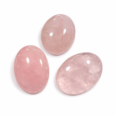 40x30mm Cuarzo Rosa Natural Coubuchón Oval (Un)