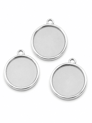 Base Colgante Metal Plateado Redondo 18mm (Unidad)