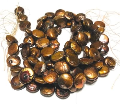 Perla Natural Coin Brown 10mm (Tira)